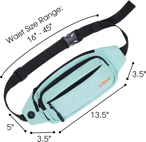 Miniatura 4 de Riñonera grande para hombre con 5 bolsillos con cremallera, paquete de bolsa de cintura para correr, deporte, entrenamiento, viajes, Casual