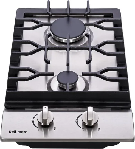 Placa de cocina de gas de 12 pulgadas, doble combustible, 2 quemadores sellados, estufa de gas de acero inoxidable DM223-SA01BZ