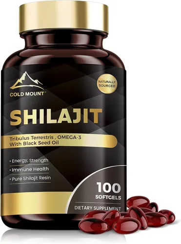 Suplemento Shilajit, ayuda a la energía y la salud inmunológica, 100 cápsulas blandas