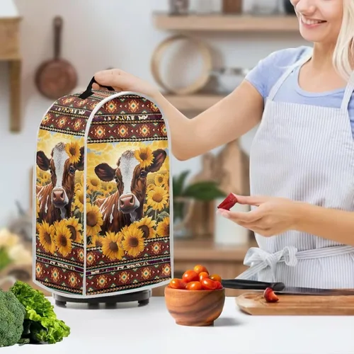 Miniatura 4 de Aztec Cow - Funda para batidora de girasoles con mango superior, ligera, lavable, para cocina, cafetera, decoración de procesadores de alimentos