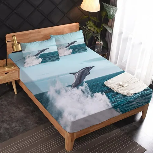 Miniatura 2 de Dolphin Sheets - Juego de sábanas de tamaño individual, sábanas de microfibra suave con bolsillo profundo, sábanas y fundas de almohada estampadas