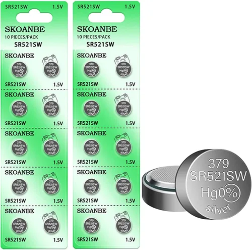 Miniatura 6 de SKOANBE Batería de reloj de celda de moneda con botón 10PCS SR521SW AG0 LR521 379 1.5v