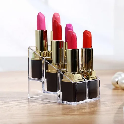 Miniatura 3 de 24 rejillas de acrílico maquillaje lápiz labial organizador caja escritorio lápiz labial soporte de exhibición transparente soporte
