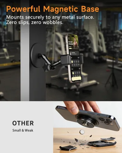 Miniatura 3 de Soporte magnético para teléfono para gimnasio – Soporte de teléfono de gimnasio resistente con fuerte fuerza magnética, se fija a superficies