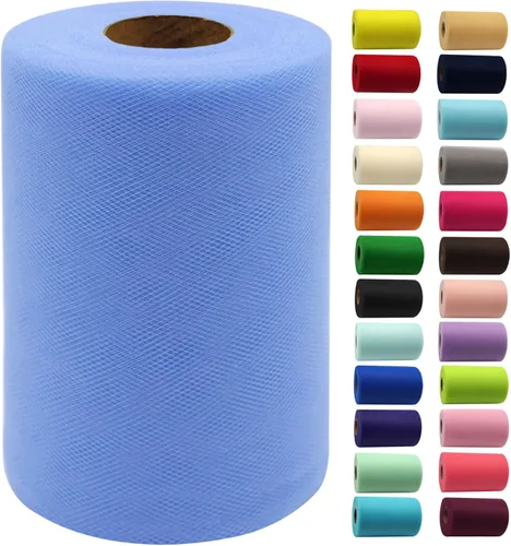 Miniatura 12 de Rollos de tela de tul de 6 pulgadas por 100 yardas (300 pies) Carrete de cinta de tul para manualidades, tutú, arco para la cabeza, decoración