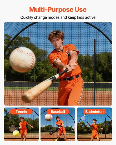 Miniatura 64 de VEVOR Jaula de bateo de béisbol, red profesional de entrenamiento de bateo de béisbol de sóftbol, resistente, resistente, cerrada, de polietileno