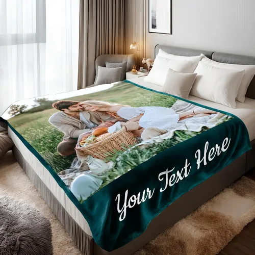 Miniatura 3 de Mantas personalizadas con 1 foto y texto impreso en Estados Unidos Manta personalizada con imagen de 30 x 40 pulgadas Mantas personalizadas