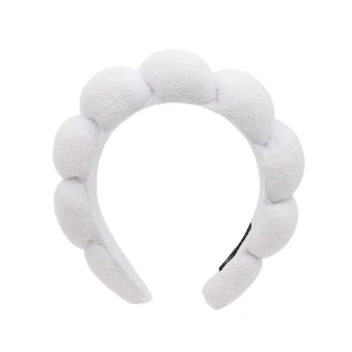 Miniatura 12 de Diadema de esponja de toalla de rizo para mujer, diadema de ducha hinchada para lavado facial, eliminación de maquillaje (paquete de 4, negro)