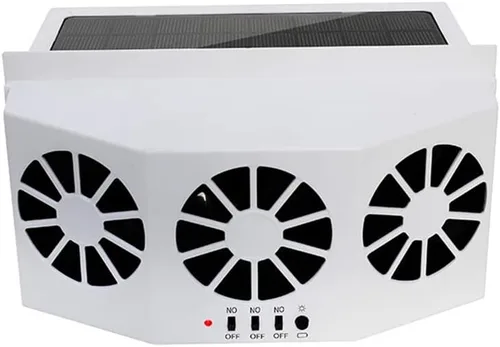 Miniatura 10 de Surakey Ventilador solar para automóvil, ventilador de escape solar de automóvil de 2 W, ventilador de refrigeración de 3 agujeros para radiador