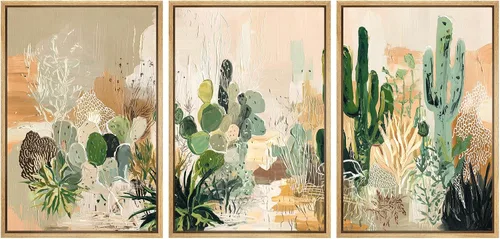 Miniatura 51 de wall26 Lienzo enmarcado para pared, juego de arte con trazos de pintura roja y naranja vibrante, paisaje, formas abstractas, ilustraciones, arte