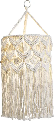 Miniatura 8 de Bioaqua Pantalla de lámpara bohemia, pantalla colgante de macramé, lámparas bohemias hechas a mano con cable enchufable, lámpara colgante bohemia
