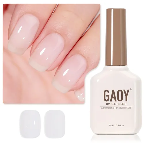 GAOY - Esmalte de uñas de gel blanco lechoso, 0.6 onzas líquidas, color nude 1482, esmalte de gel de secado con luz UV, arte de uñas, manicura en