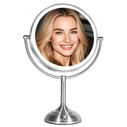 Miniatura 8 de VESAUR Espejo de maquillaje iluminado extra grande de 11.8" y 17" de alto, espejo de aumento de 3 lados 1X/5X/10X con 96 LED, 3 luces regulables
