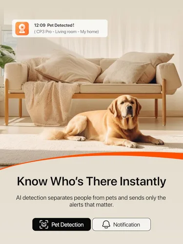 Miniatura 6 de Tenda CP3 Pro 2K Cámara de seguridad interior con WiFi 6 y detección AI para bebés/mascotas - Monitor de bebé, cámara para mascotas para el hogar