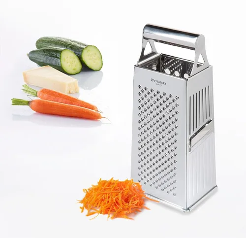 Miniatura 7 de Westmark 11382270 Rallador de acero inoxidable de 4 caras para queso, verduras y más viene con una diapositiva en la parte inferior para cerrar