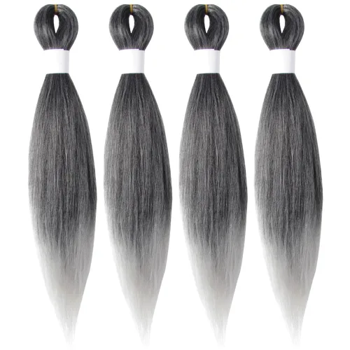 Miniatura 57 de Cabello trenzado preestirado de 10 pulgadas, 4 paquetes, extensiones de cabello corto para trenzas, cabello sintético preestirado #1 (negro azabache)