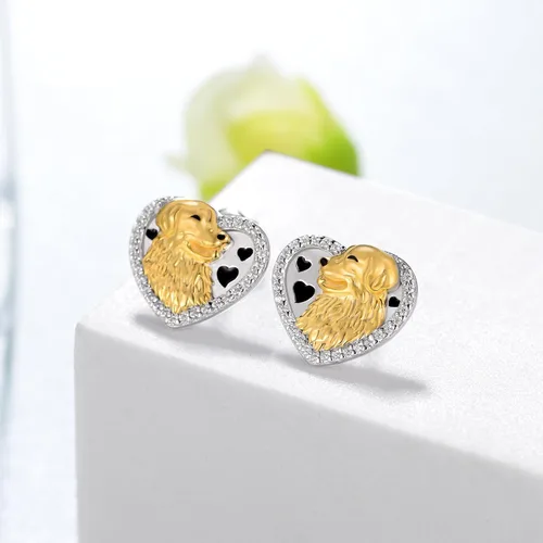 Miniatura 2 de Aretes Golden Retriever para mujer, plata de ley 925, aretes de perro Golden Retriever, lindos animales, joyería de regalo para mujeres, niñas