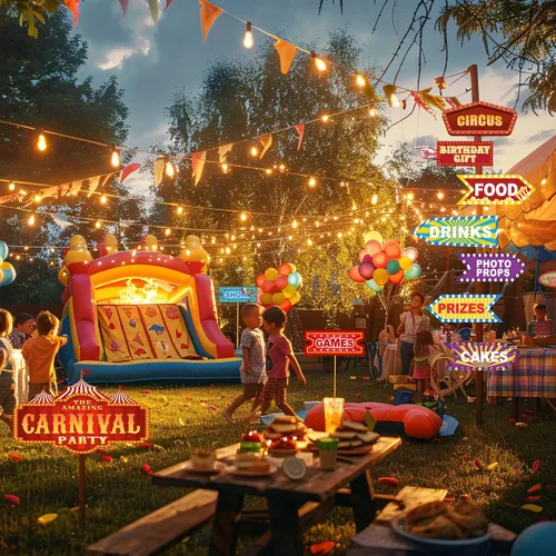 Miniatura 8 de 30 piezas de decoración de fiesta de circo – Decoración de carteles direccionales de fiesta de carnaval – Decoraciones de fiesta temática de carnaval