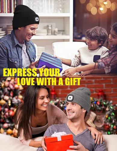 Miniatura 5 de MELASA Gorro unisex con luz, recargable por USB, manos libres, gorro LED, regalos de invierno para hombres