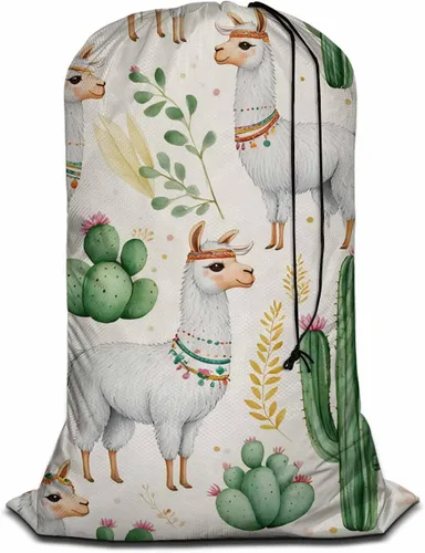 Miniatura 9 de Swono Bolsa de lavandería extra resistente de jirafa colorida, diseño de jirafa arcoíris de acuarela, bolsa con cordón ajustable y tela resistente