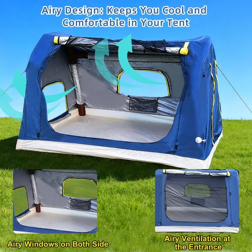 Miniatura 5 de 3-4 Person 3 in 1 Inflatable Tent, 60s Setup PU3000, 4-Season Waterproof Camping Tent with Electric Pump, All Weather Tent for Romantic Dates