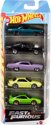 Hot Wheels Fast & Furious - Coches de juguete, juego de 5 vehículos de fundición a escala 1:64 inspirados y vistos en las películas de Fast