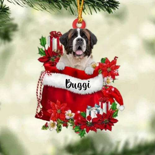 Miniatura 129 de Perro Akita Inu personalizado en bolsa de regalo, adorno de Navidad, nombre personalizado, regalo para amantes de los perros, familia, Navidad