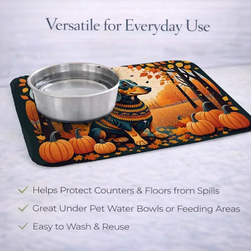 Miniatura 5 de Caroline's Treasures DAC1042DDM Tapete de secado de platos de otoño con perro salchicha absorbente para secar platos para encimera de cocina, tapete
