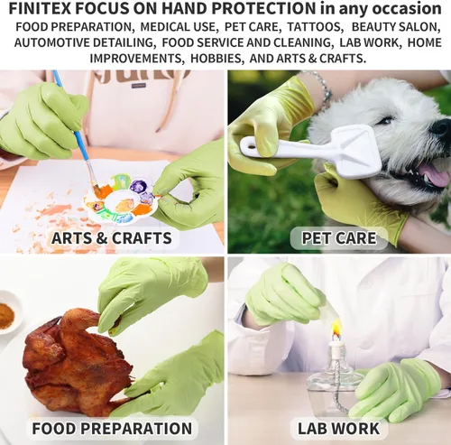 Miniatura 6 de FINITEX Nitrile Disposable Gloves - Green 3.5mil 100/1000PCS Powder-Free Latex-Free Medical & Food Use Verde (Small 1000)