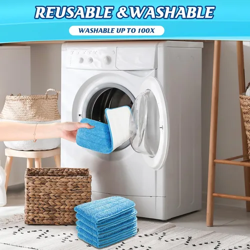 Miniatura 6 de 40 paquetes de almohadillas de microfibra para fregona, lavables a máquina, reemplazo de cabezal plano de limpieza, reutilizables, almohadillas