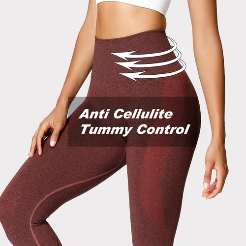 Miniatura 4 de Aoxjox Leggings de entrenamiento sin costuras para mujer, con contorno de sonrisa, cintura alta, pantalones de yoga para gimnasio
