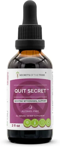 Secrets of the Tribe Quit Secret Extracto sin alcohol, regaliz, pulmonaria, nuez moscada, hierba de San Juan. Tintura de glicerita, soporte para la