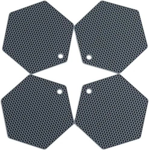 Paquete de 4 salvamanteles de silicona, tapete de secado de platos de diferentes tamaños, soporte para ollas y sartenes, almohadillas calientes de