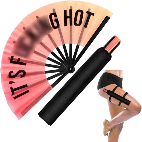 Ventilador de mano plegable grande de 13 pulgadas con funda para hombres y mujeres, para Edm Music Rave Festival Line Dancing Party