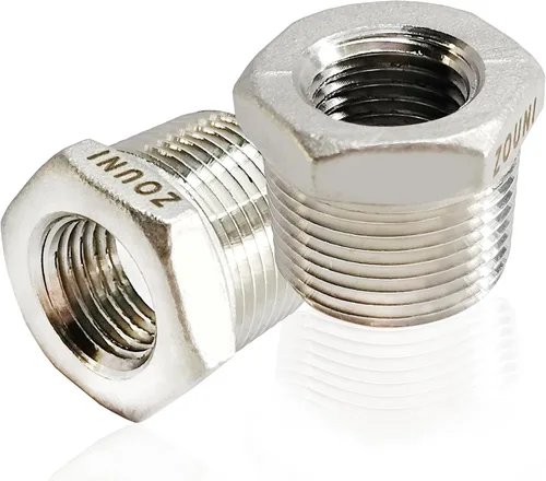 Miniatura 8 de 2 Piezas Buje Hexagonal Reductor, Acero Inoxidable 304 de 1" Macho NPT a 1/2" Hembra NPT (1"MNPT - 1/2"FNPT) Accesorio de Tubería Buje Hexagonal