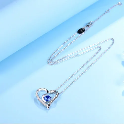 Miniatura 3 de ELDA & CO. Collar con texto en inglés "I Love You to the Moon and Back" de plata de ley 925 con piedras natales de octubre y noviembre, collar