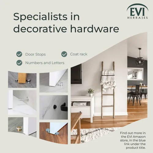 Miniatura 8 de EVI Tope de puerta adhesivo para pared/manija 0.9 x 0.55 pulgadas caucho negro acero inoxidable V2A Lacado negro Incluye tornillo +
