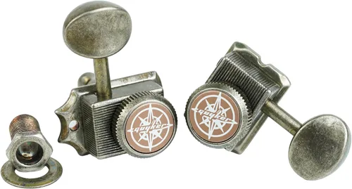 Miniatura 5 de Guyker Afinadores de cuerda de bloqueo de guitarra vintage de 6 en línea – Clavijas de afinación de bloqueo, cabezales de máquina, piezas de Relic