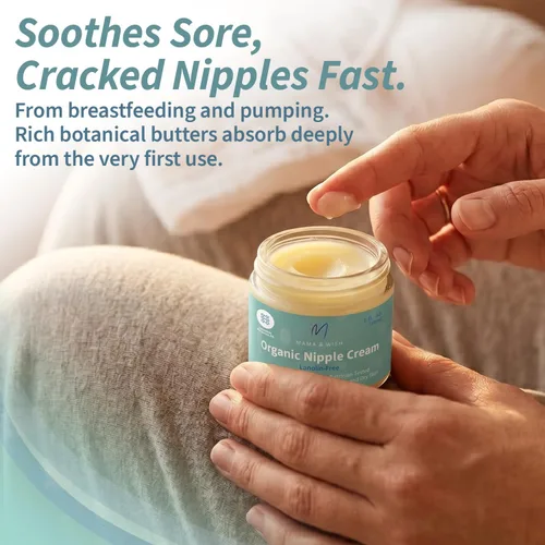 Miniatura 3 de Mama & Wish® Crema orgánica para pezones segura para la lactancia materna, bálsamo para pezones para lactancia materna, sin lanolina, esenciales