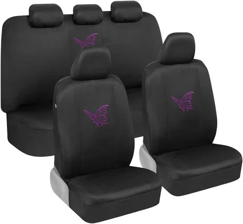 Miniatura 11 de BDK Juego completo de fundas de asiento de automóvil con diseño de flores hawaianas con funda para volante y almohadillas para cinturón