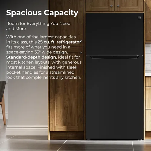 Miniatura 3 de Kenmore Refrigerador de montaje superior de 33" con congelador - Estanterías ajustables, cajones con control de humedad, máquina de hielo opcional
