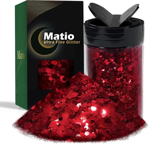 Miniatura 16 de Matio Purpurina gruesa de 7.8 onzas / 7.76 oz de color blanco luna, polvo de purpurina ultrafina, mezcla de copos de PET gruesos, lentejuelas