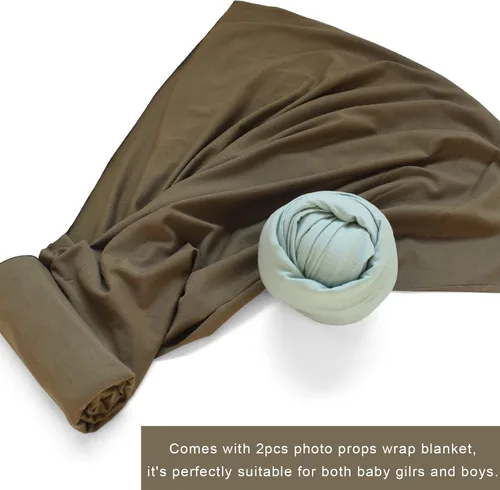 Miniatura 2 de Accesorios de fotografía para recién nacidos, accesorios para fotos de bebé, manta envolvente para bebés niños y niñas (oliva y salvia)