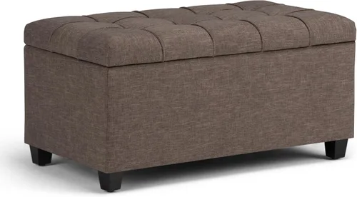 Miniatura 15 de SIMPLIHOME Sienna - Banco otomano de almacenamiento, 33 pulgadas de ancho, tapizado de tela con aspecto de lino, banco otomano rectangular