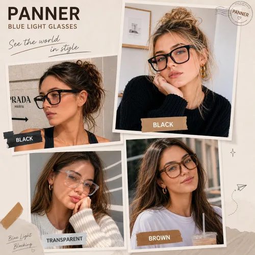 Miniatura 4 de PANNER Gafas cuadradas de gran tamaño con bloqueo de luz azul para mujeres y hombres, antirreflejos, reducen la fatiga ocular, gafas de computadora