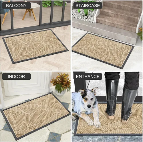 Miniatura 6 de Colorxy Tapete Impermeable para Puerta, Tapete Interior Frontal de Goma Natural Resistente, Tapetes para Puerta de Perfil Bajo Antideslizante