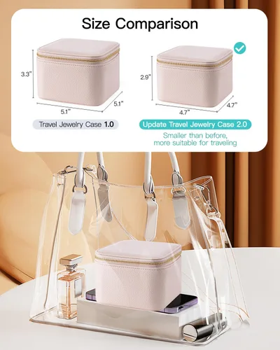 Miniatura 3 de Vlando Joyero pequeño de viaje, piel sintética, 6 bolsas de terciopelo con cremallera para mujeres y niñas, regalo del día de San Valentín