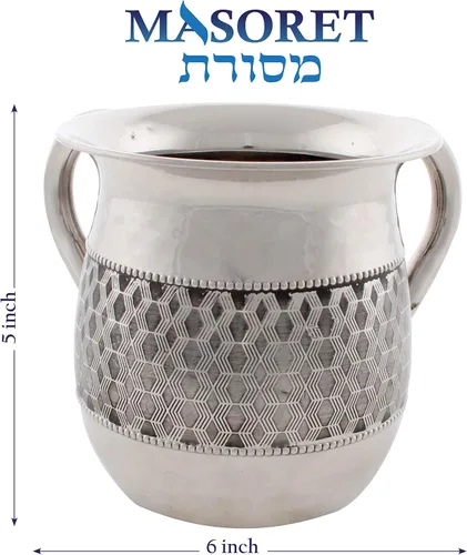 Miniatura 3 de Taza de lavado de acero inoxidable irrompible: 6.5 pulgadas de alto elegantemente cepillado de 2 asas recipiente de agua de limpieza ritual de boca