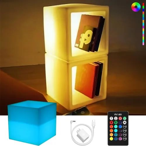 Miniatura 12 de Mr.Go Lámpara de ambiente de luz nocturna LED regulable de 4 pulgadas para niños y adultos, 16 colores RGB, 8 niveles de atenuación, 4 efectos