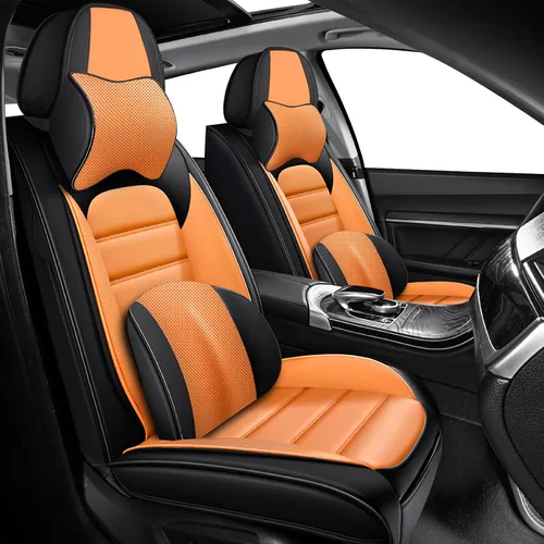 Miniatura 16 de Fundas de asiento para Chevrolet Chevy Aveo 2004-2011, funda de asiento de automóvil de piel sintética, compatible con bolsa de aire, protector